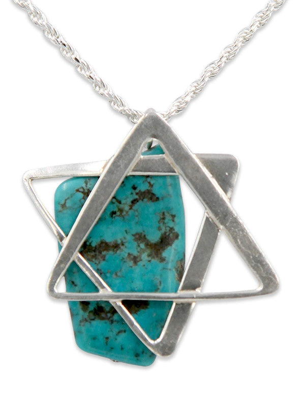 David star silver pendant - Turquoise stone