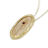 14K Vermeil Pendant in Israel map shape- Gold Jerusalem stone