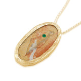 Israel map 14K vermeil pendant with genuine Emerald and Red Jerusalem stone