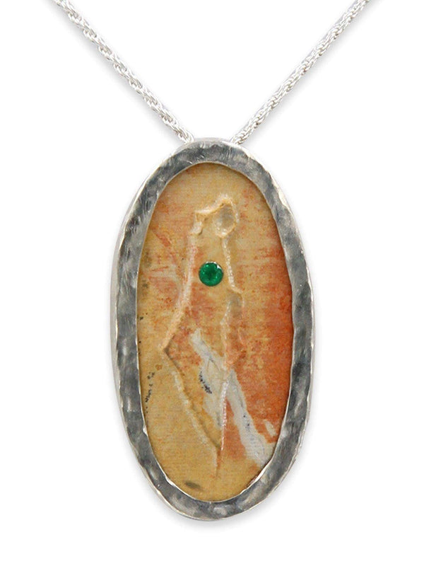 Israel map 14K vermeil pendant with genuine Emerald and Red Jerusalem stone