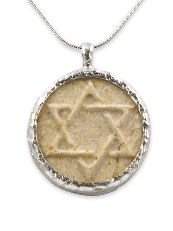 David star silver pendant Jerusalem stone