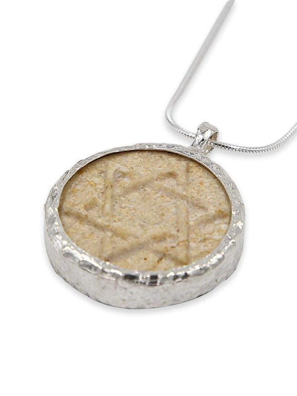 David star silver pendant Jerusalem stone