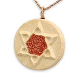David star silver pendant with Gold Jerusalem Stone and Turquoise-Agat Art Design LTD-45,50,55,silver,vermeil