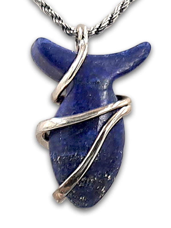 Fish pendant - Onyx stone-Agat Art Design LTD-45,50,55,Lapis,silver,STONE