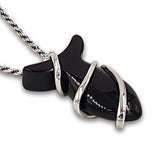 Fish pendant - Onyx stone-Agat Art Design LTD-45,50,55,Lapis,silver,STONE