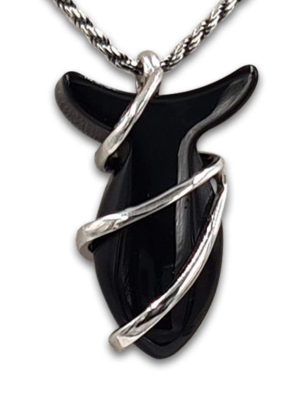 Fish pendant - Onyx stone-Agat Art Design LTD-45,50,55,Lapis,silver,STONE