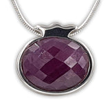 Pomegranate silver pendant - Onyx stone