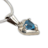 Heart shape silver pendant Blue Topaz