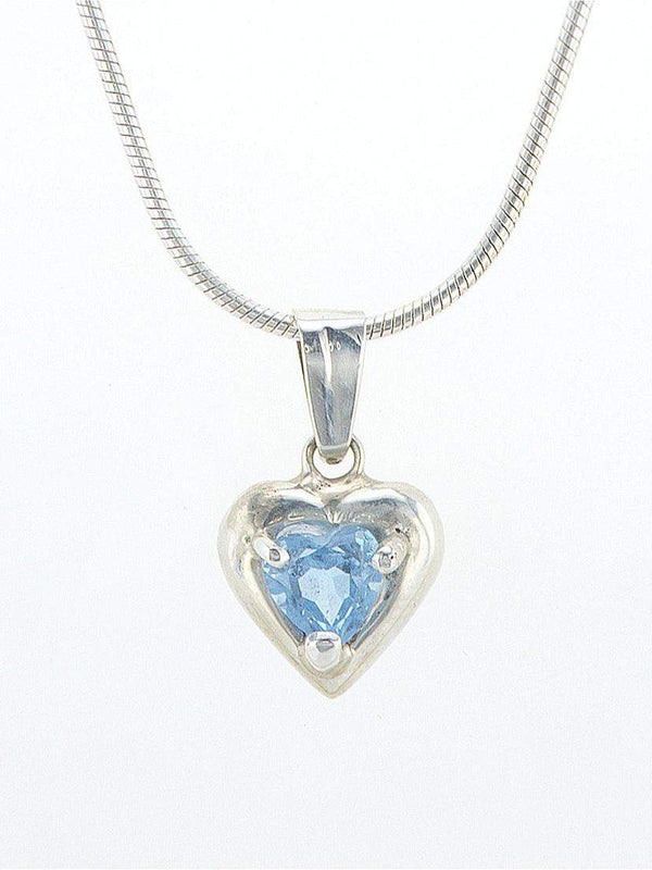 Heart shape silver pendant Blue Topaz