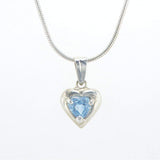Heart shape silver pendant Blue Topaz