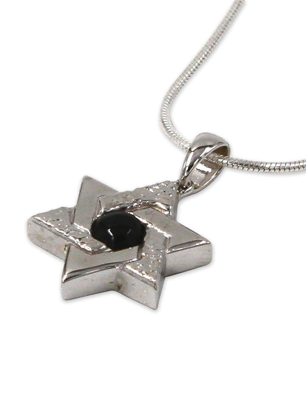 David star silver pendant - Onyx stone-Chen Winkler Jewelry Artist-45,50,55,silver