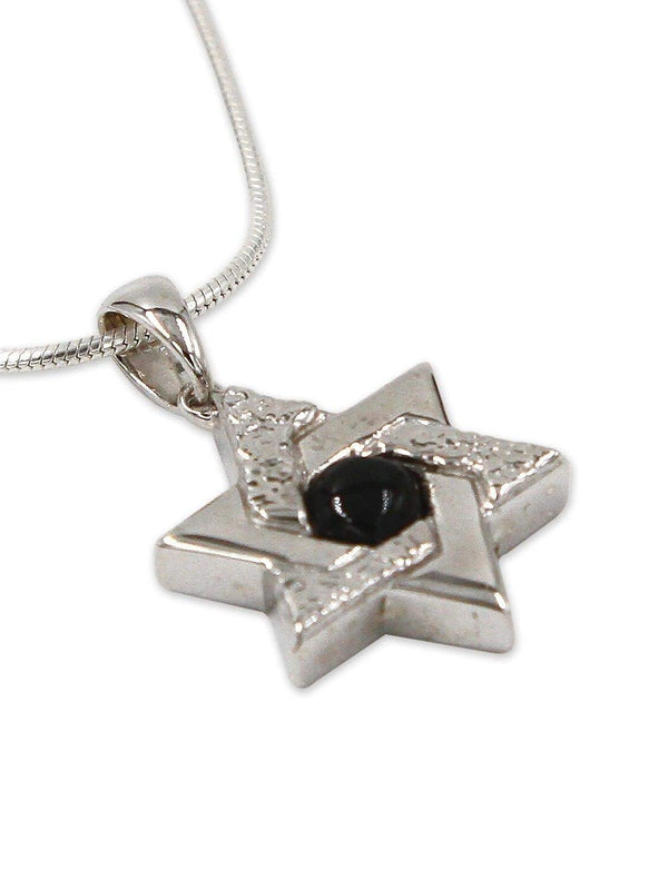 David star silver pendant - Onyx stone-Chen Winkler Jewelry Artist-45,50,55,silver