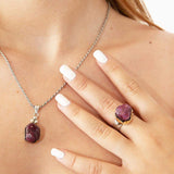 Two tone necklace - raw Ruby