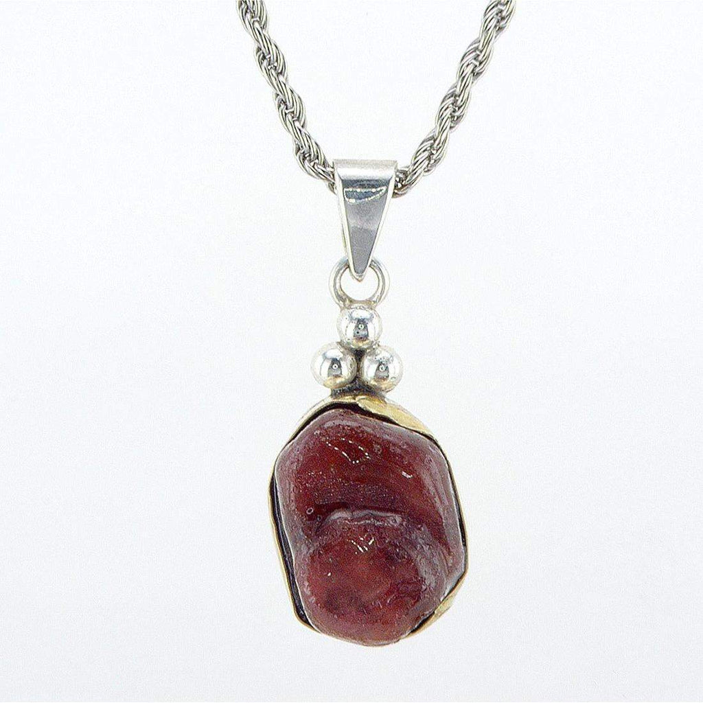 Two tone necklace - raw Ruby