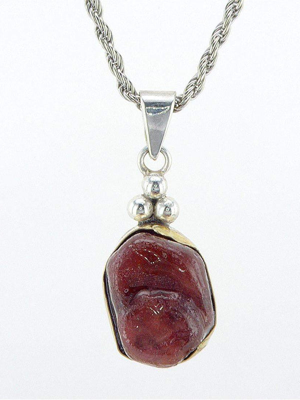 Two tone necklace - raw Ruby