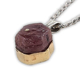 Two tone necklace - raw Ruby