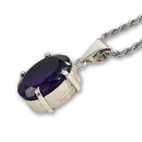 Amethyst dainty silver pendant