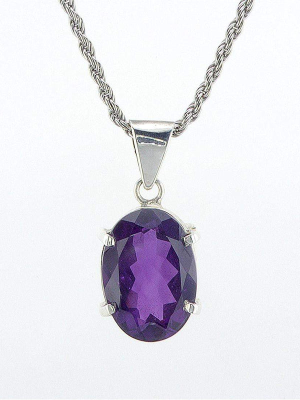 Amethyst dainty silver pendant