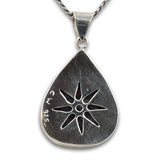 Teardrop silver Pendant - Black Fossil