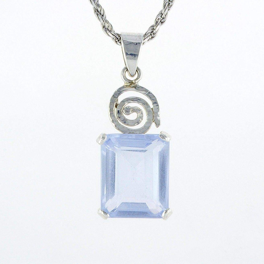spiral silver necklace - Blue topaz