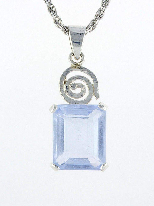 spiral silver necklace - Blue topaz