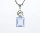 spiral silver necklace - Blue topaz