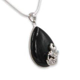 Rose Silver pendant - Onyx stone