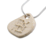 Love silver pendent - Gold Jerusalem stone