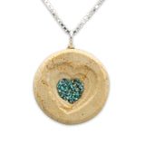 Heart shape pendant - Turqoise/Coral stone