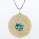 Heart shape pendant - Turqoise/Coral stone-Agat Art Design LTD-45,50,55,silver