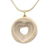 Heart shape silver pendant - Gold Jerusalem stone
