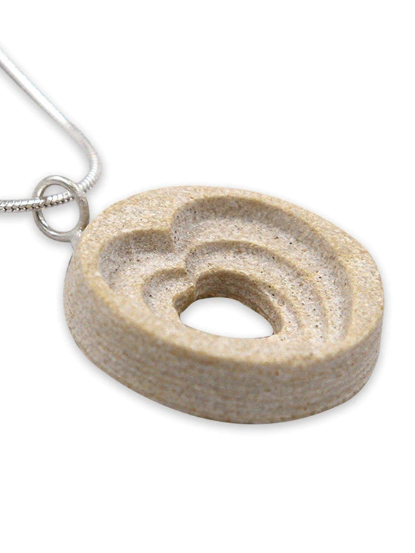 Heart shape silver pendant - Gold Jerusalem stone