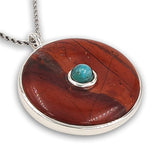 Red Jasper and Turquoise Necklace-Agat Art Design LTD-45,50,55,silver,STONE,tiger eye,turquoise