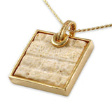 Western Wall silver pendant - Gold Jerusalem stone