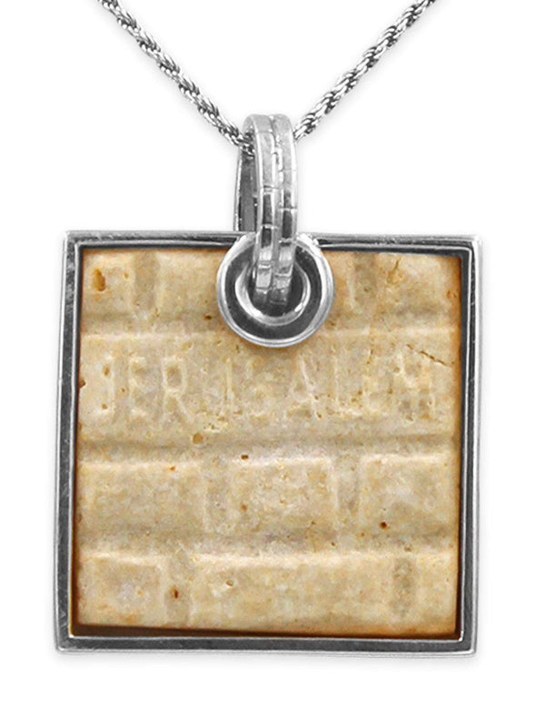 Western Wall silver pendant - Gold Jerusalem stone