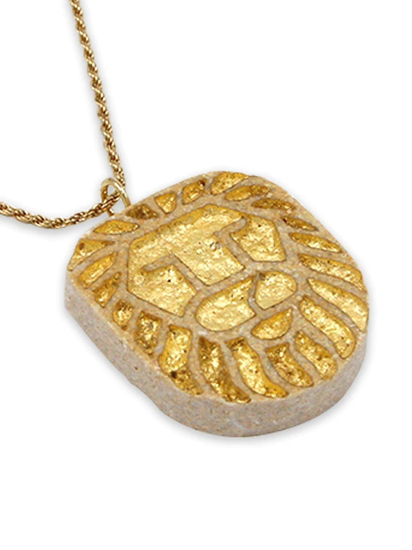 Lion 14K Vermeil Pendant -Gold Jerusalem Stone