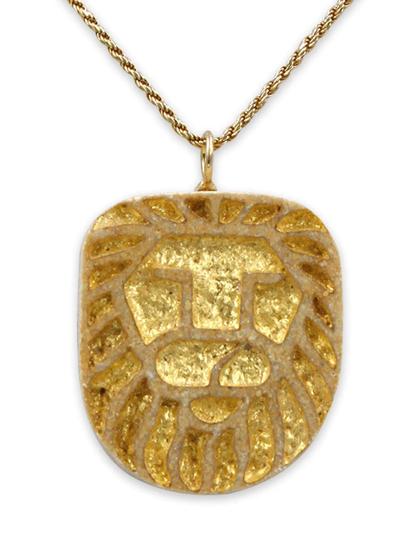 Lion 14K Vermeil Pendant - Volcanic Stone