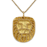 Lion 14K Vermeil Pendant -Gold Jerusalem Stone