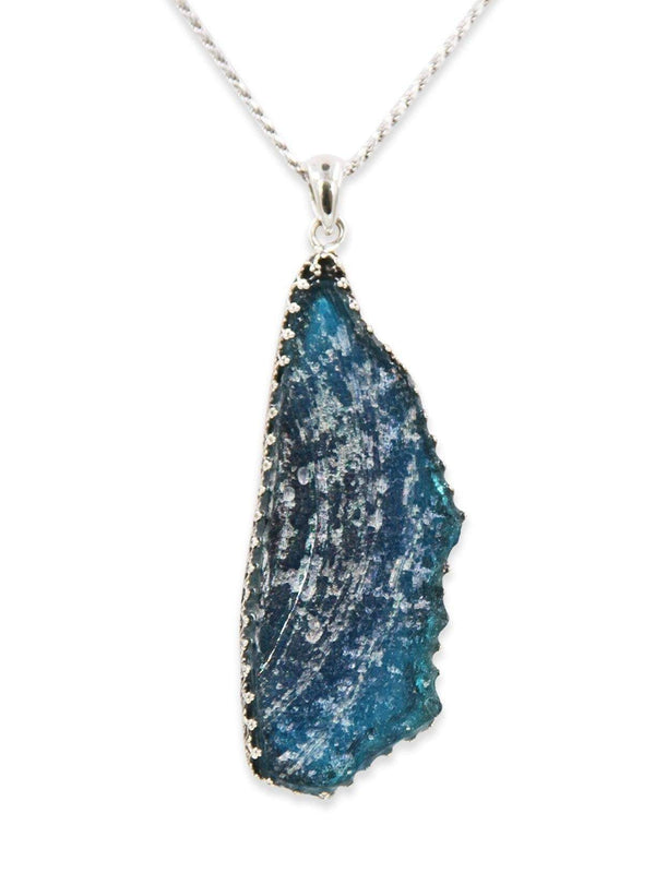 Deep blue Roman Glass silver Pendant