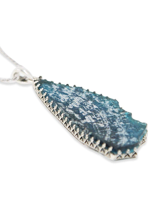 Deep blue Roman Glass silver Pendant