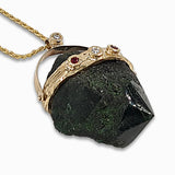 Raw Emerald 14K gold pendant