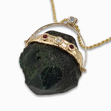 Raw Emerald 14K gold pendant