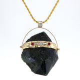 Raw Emerald 14K gold pendant