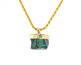 Genuine Emerald 14K gold pendant set with diamond