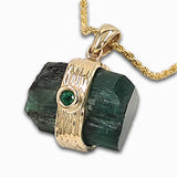 Raw Emerald 14K gold necklace