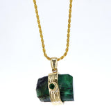 Raw Emerald 14K gold necklace