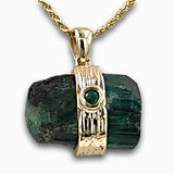 Raw Emerald 14K gold necklace