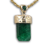 Natural Emerald 14K gold pendant