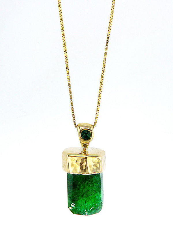 Natural Emerald 14K gold pendant