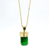 Natural Emerald 14K gold pendant